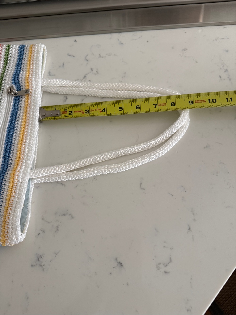 The Sak Crochet Striped Tote Bag White Multicolor Shoulder Purse - Picture 12 of 12